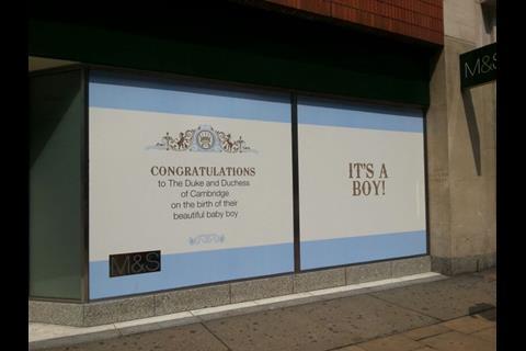 Marks and Spencer's royal baby window at its flagship Marble Arch store